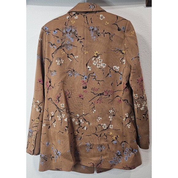 Ivko Women Deep Collar Cherry Blossom Jacket Blazer- Nougat Size XL (42) NEW - Picture 5 of 13